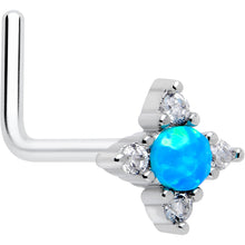 Load image into Gallery viewer, 20G 7mm Blue Synthetic Opal Rhombus Star L Shape Nose Ring
