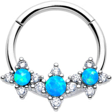 Load image into Gallery viewer, 16G 3/8 Blue Synthetic Opal Rhombus Stars Hinged Segment Ring