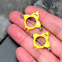 Load image into Gallery viewer, 14G 9/16 Little Yellow Chicks Nipple Shield Set