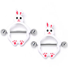 Load image into Gallery viewer, 14G 9/16 Bunny White Rabbit Nipple Shield Set