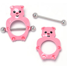 Load image into Gallery viewer, 14G 9/16 Happy Pink Pigs Nipple Shield Set