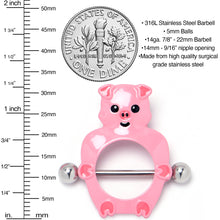Load image into Gallery viewer, 14G 9/16 Happy Pink Pigs Nipple Shield Set