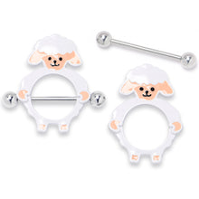 Load image into Gallery viewer, 14G 9/16 Sweetheart Sheep White Nipple Shield Set