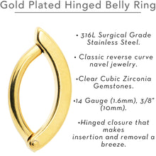 Load image into Gallery viewer, Gold Tone Smooth Simple Style Hinged Hoop Belly