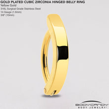Load image into Gallery viewer, Gold Tone Smooth Simple Style Hinged Hoop Belly