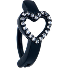 Load image into Gallery viewer, Clear CZ Gem Black Open Heart Forward Facing Hinged Belly Hoop
