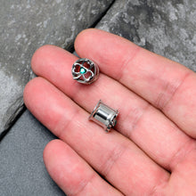 Load image into Gallery viewer, Green Gem Heart Shamrock St Patricks Tunnel Plug Set Sizes 10mm to 16mm