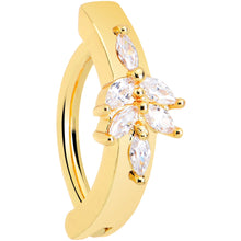 Load image into Gallery viewer, Clear CZ Gem Gold Tone Beauty Branch Hinged Hoop Belly Ring