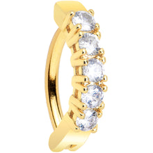 Load image into Gallery viewer, Clear CZ Gem Gold Tone Glamour Quintet Hinged Hoop Belly Ring