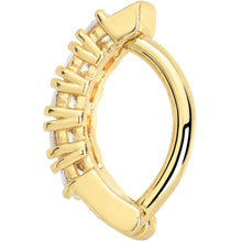 Load image into Gallery viewer, Clear CZ Gem Gold Tone Glamour Quintet Hinged Hoop Belly Ring