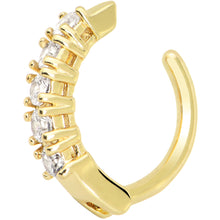 Load image into Gallery viewer, Clear CZ Gem Gold Tone Glamour Quintet Hinged Hoop Belly Ring