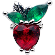 Load image into Gallery viewer, 20G 7mm Red Green Gem Strawberry Heart L Shape Nose Ring