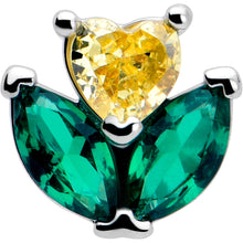 Load image into Gallery viewer, 16G 1/4 Yellow Green CZ Gem Love Flower Cartilage Tragus Earring