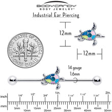 Load image into Gallery viewer, 14G Glitter Turtle Industrial Barbell 38mm