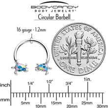 Load image into Gallery viewer, 16G 3/8 Glitter Turtle Horseshoe Circular Barbell
