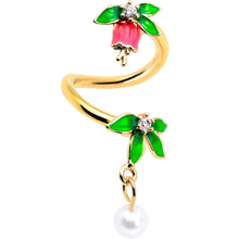 Load image into Gallery viewer, Clear CZ Gem Gold Tone Bell Flower Spiral Twister Belly Ring