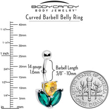 Load image into Gallery viewer, Green Yellow CZ Gem Love Flower Belly Ring