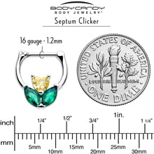 Load image into Gallery viewer, 16G 5/16 Yellow Green CZ Gem Love Flower Cartilage Clicker