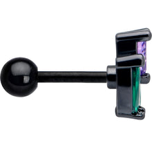 Load image into Gallery viewer, 16G 1/4 Purple Green CZ Gem Black Love Flower Cartilage Earring