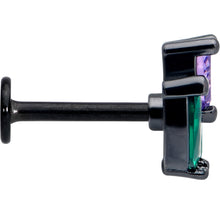Load image into Gallery viewer, 16G 5/16 Purple Green CZ Gem Black Love Flower Labret Monroe Tragus