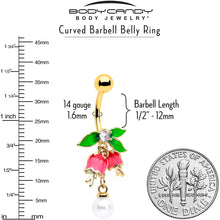 Load image into Gallery viewer, Clear CZ Gem Gold Tone Bell Flower Dangle Belly Ring