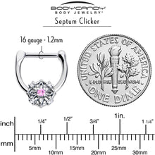 Load image into Gallery viewer, 16G 5/16 Pink Clear CZ Gem Flower Circle Cartilage Clicker