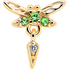 Load image into Gallery viewer, 20G 7mm Green Gem Gold Tone Swank Dragonfly L Shape Nose Ring