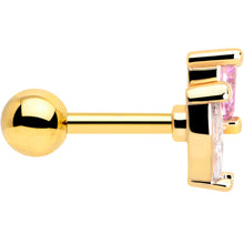 Load image into Gallery viewer, 16G 1/4 Pink CZ Gem Gold Tone Love Flower Cartilage Tragus Earring
