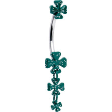 Load image into Gallery viewer, Polka Dot Shamrock St Patricks Double Mount Dangle Belly Ring