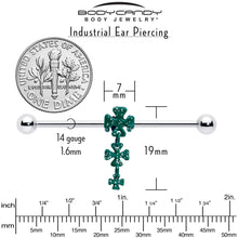 Load image into Gallery viewer, 14G Polka Dot Shamrock St Patricks Dangle Industrial Barbell 38mm