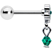 Load image into Gallery viewer, 16G 5/16 Green Gem Shamrock Glam St Patricks Dangle Cartilage Earring