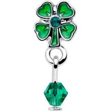Load image into Gallery viewer, 16G 5/16 Green Gem Shamrock Glam St Patricks Dangle Labret Tragus