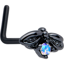 Load image into Gallery viewer, 20G 7mm Aurora Gem Black Beauty Bug L Shape Nose Ring