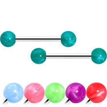 Load image into Gallery viewer, 14G 9/16 Color Acrylic Ball Ends Barbell Nipple Ring Set