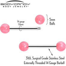 Load image into Gallery viewer, 14G 9/16 Color Acrylic Ball Ends Barbell Nipple Ring Set