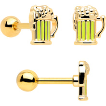 Load image into Gallery viewer, 16G 1/4 Clear Gem Gold Tone Happy Hour Cartilage Earrings Set of 3