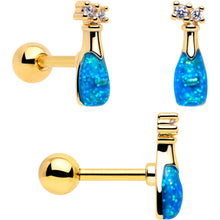 Load image into Gallery viewer, 16G 1/4 Clear Gem Gold Tone Happy Hour Cartilage Earrings Set of 3