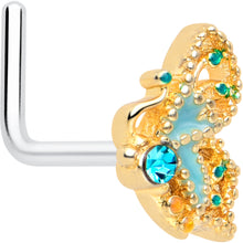 Load image into Gallery viewer, 20G 7mm Blue Gem Ribbon Butterfly L Shape Nose Ring