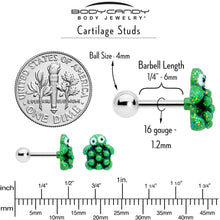 Load image into Gallery viewer, 16G 1/4 Texture Turtle Cartilage Tragus Earring