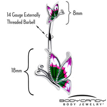 Load image into Gallery viewer, Profile Butterflies Double Mount Belly Ring