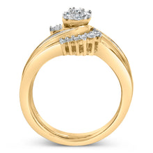 Load image into Gallery viewer, 14K Yellow Gold Plated Sterling Silver 1/2 Cttw Diamond Cluster Spiral Bridal Set
