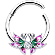 Load image into Gallery viewer, 16G 3/8 Clear CZ Gem Profile Butterflies Hinged Segment Ring