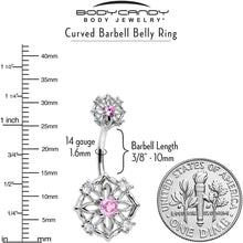 Load image into Gallery viewer, Pink CZ Gem Flower Circle Double Mount Belly Ring