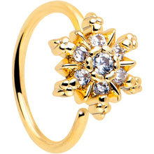 Load image into Gallery viewer, 20G 5/16 Clear CZ Gem Gold Tone Glam Snowflake Nose Hoop
