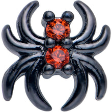 Load image into Gallery viewer, 20G 7mm Red CZ Gem Black Sleek Spider L Shape Nose Ring