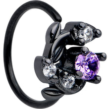 Load image into Gallery viewer, 20G 5/16 Purple Gem Black Twining Vine Nose Hoop