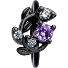 Load image into Gallery viewer, 20G 5/16 Purple Gem Black Twining Vine Nose Hoop