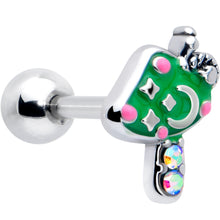 Load image into Gallery viewer, 16G 1/4 Aurora Gem Fanciful Green Mushroom Cartilage Tragus Earring
