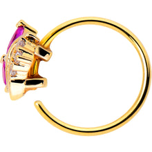 Load image into Gallery viewer, 20G 5/16 Red CZ Gem Gold Tone Swirl Fan Nose Hoop