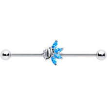 Load image into Gallery viewer, 14G Blue CZ Gem Swirl Fan Industrial Barbell 38mm